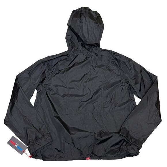 Tommy Hilfiger Sport Women's M Jacket Hooded Windbreaker Full Zip Black Red Flag - Picture 9 of 10